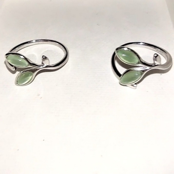 Frosted Green Opal Leaf Ring  2 Available - Picture 9 of 15